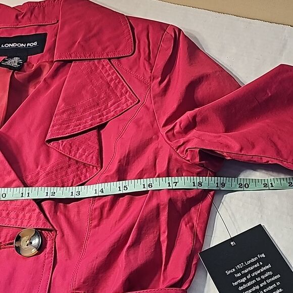 London Fog raspberry mid length trench coat size small - Picture 11 of 14